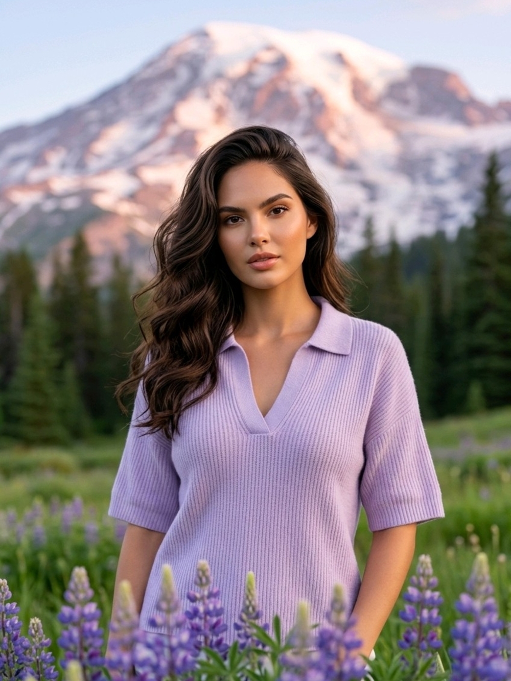 Lavender Knit Polo Sweater - Picture 6 of 10